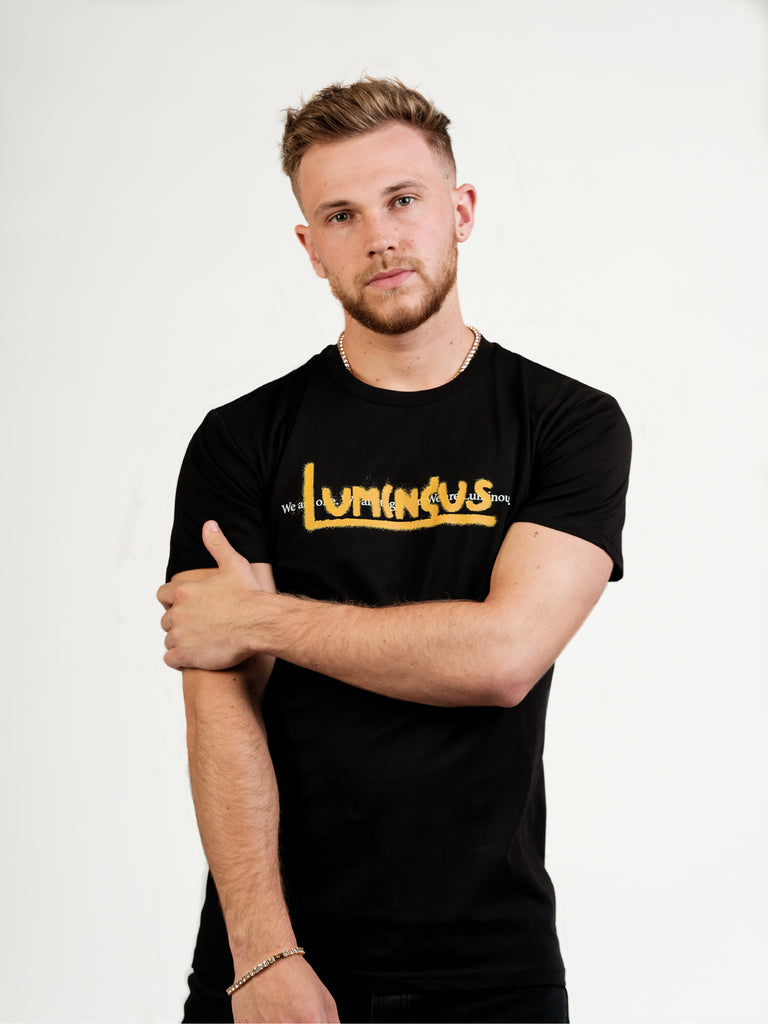 LUMINOUS SPRAYED LOGO T-SHIRT - BLACK - We Are Luminous London